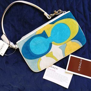 Coach Optic Signature Suede Wristlet Wallet